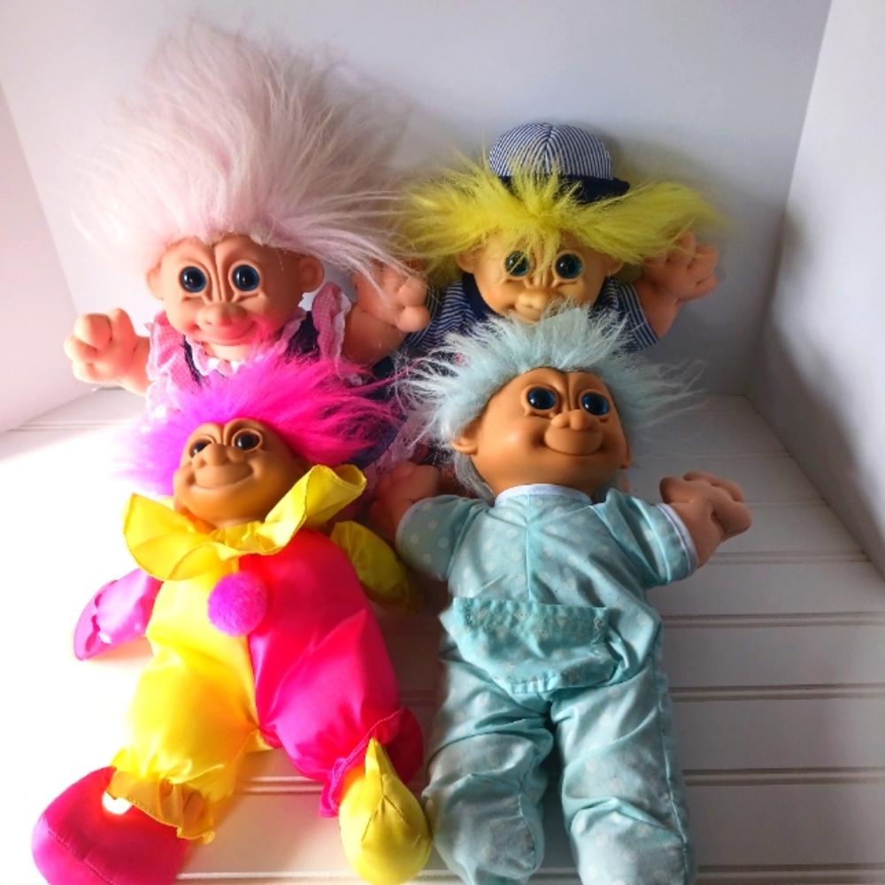 Russ Vtg Troll Doll Lot Of 4 Plush